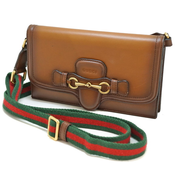 Gucci Leather Crossbody Convertible Long Brown Wallet Horsebit GG - Picture 1 of 13